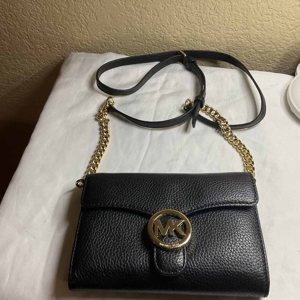 Michael Kors Black Crossbody Bag with Gold Chain